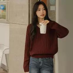 가을무드2 꽈배기 루즈핏 니트(라운드/브이넥)