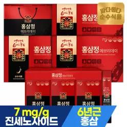 순수식품 6년근 홍삼정 홍삼 스틱 진액 4박스(120포+쇼핑백) 면역력 진세노사이드 7mg