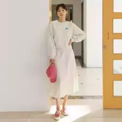 [핑크시슬리] SET/러블리 데이지 맨투맨 스커트세트