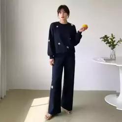 [핑크시슬리] SET/플라워 자수 포인트 트레이닝세트