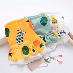 강아지옷 고양이옷 봄 여름 가을 파인애플 원피스 실내복 외출복 S-XL