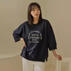 (FW 추천룩 엘리시아) 데시 트임 칠부 맨투맨 티