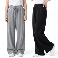 [M-2XL] 남녀공용 기모 와이드 트레이닝팬츠 빅사이즈 밴딩 겨울바지