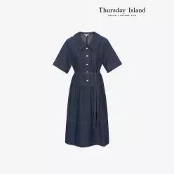 [Thursday Island] 반소매 데님 원피스(T244MOP634W)
