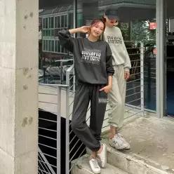 [핑크시슬리] SET/에딩 레터링 조거 트레이닝세트