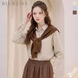 [블루레이스] [2SET]스트라이프 블라우스+케이프_B6F1BL5281