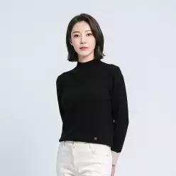 [PAT 여성] 폭스혼방 변형 배색 풀오버 니트_MK83402