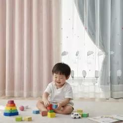 뷰하우스 자수 아이방 아기방 이중 쉬폰 암막커튼 화이트 아동 키즈