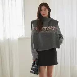 페어아일 후드 니트 베스트 PQ4KV131