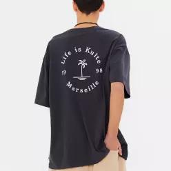 CIRCLE PALM TREE T-SHIRT GREY
