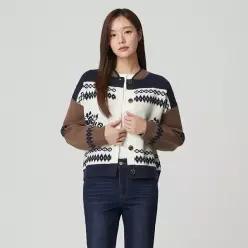 배색 모티브 니트 가디건 PQ4KG161