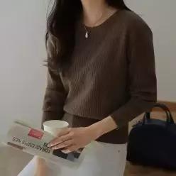 [시크폭스] [실키모달]골지 라운드 니트_53KN750