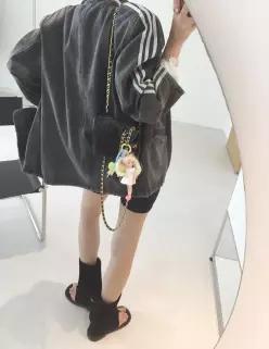 스포티 트랙 배색 루즈핏 가을 데님 청자켓