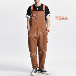 청멜빵바지 점프수트 와이드 남자 빅사이즈 오버롤 팬츠 티류으스