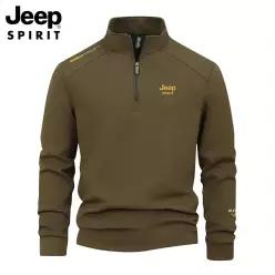 JEEP SPIRIT 남성 봄가을 스판 반집업 긴팔 티셔츠 스탠카라 캐주얼 간절기 상의