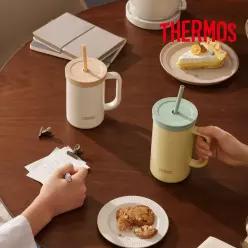 써모스 더 콤팩트 스트로 컵앤텀블러 TKHA-600K / 600ml 빨대 컵 손잡이