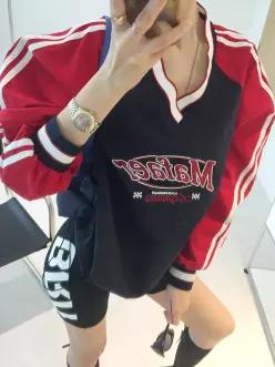 윈드 브이넥 나그랑 레글런 루즈핏 바스락 바람막이 스트링 긴팔 티셔츠 (3color)