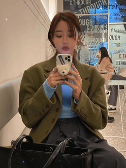 겨울 가을 여성 엔틱 블레이저 오버핏 빈티지 긴팔 자켓 점퍼 복 옷 Qistar