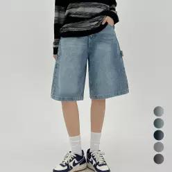 코모도 여성 청 반바지 5부 7부 와이드 핏 해머루프 버뮤다 데님 팬츠 (2단기장) 3000