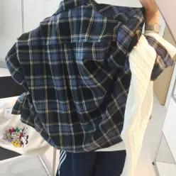 머핀 루즈핏 플란넬 체크 오버핏 가을 언발 남방자켓 (4color)
