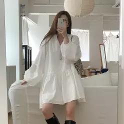 미쥬온 코튼 핀턱 미니원피스