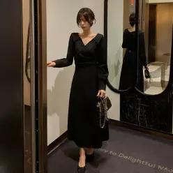 핫핑 [하객룩추천/고급미] 리아린 오픈카라 벨티드 핀턱 플레어핏 롱원피스 (44~100)