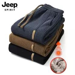JEEP SPIRIT 남성 플리스 캐주얼 팬츠 겨울 조거바지