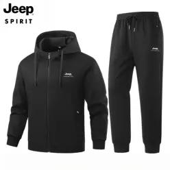 JEEP SPIRIT 남성 가을 캐주얼 후드집업 세트 트레이닝 팬츠 투피스