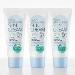 바세린 내추럴 UV 쉴드 선크림 60ml 3개 / SPF50+ PA++++ 자외선차단 미백 주름개선
