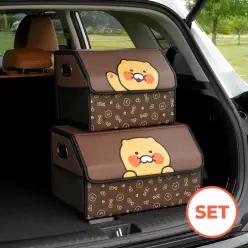 (소형+대형 SET) 카카오프렌즈 춘식이 클리어 차량용 트렁크 보관함 트렁크 정리함