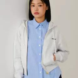 여성 스몰 로고 크롭 후드 집업 (MJIBI8652)