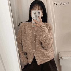 겨울 가을 여성 니트 긴팔 자켓 점퍼 Qistar