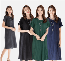 플리츠 반팔 인견 원피스 저자극 가볍고 편안한 데일리 엄마옷