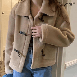 겨울 가을 엔틱 카라 가죽 플리스 기모 오버핏 빈티지 자켓 점퍼 Qistar