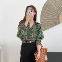 하스유 울 체크셔츠