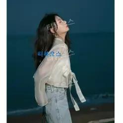 티류으스 투명한 시스루 한복저고리 여성 옷고름 여름 개량한복 울