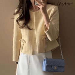 겨울 가을 여성 오버핏 리본 긴팔 자켓 점퍼 빅리본 Qistar