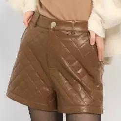 WOMAN 퀼팅 레더 쇼츠 [BROWN] / WBC4L12503