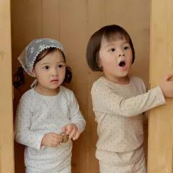 [키키스토리] 도트 (아이보리/브라운) 30수 스판 실내복