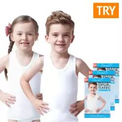 (30%즉시할인) TRY 키즈공용런닝 (3매입) 아동런닝 아동속옷