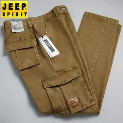 JEEP SPIRIT 가을 겨울 카고바지 남성 루즈 스트레이트 캐주얼 아웃도어 팬츠