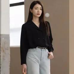 [에데르] 엘린 더블 카라 버튼 블라우스