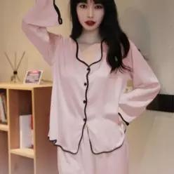 홈웨어 파자마 커플 원피스 여성 여름 실크 수면 섹시 세트  [oFHH5Q8]