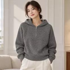 [11월 2일 배송] MARIE CLAIRE 나그랑 후드 반집업 니트(MAGDKN20MCH) 109093