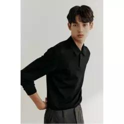 GLXY [갤럭시라이프스타일] [三無衣服] 스트레치 폴로넥 티셔츠  블랙 (GC5941S0