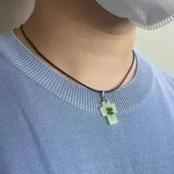 네잎클로버 네잎클로버목걸이 야광 행운네잎클로버 부적키링 행운목걸이 여자친구목걸이 키링 클로버목걸이