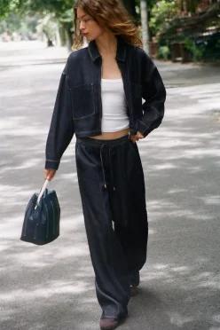 ZARA JEANS Z1975 하이라이즈 와이드 레그 조거 - 블루 4083/226/407