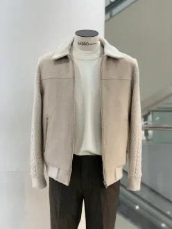 Y4UA-56A 울 캐시미어 구스다운 패딩 블루종 점퍼