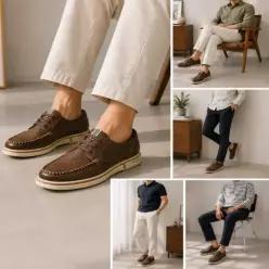 스티치 콤비 남성 캐주얼 보트화 브라운 Y25052 C670DG