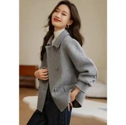 [브리치] 제로투올샵2 / 여성 겨울 울 숏 코트 더블버튼 그레이 S1019366